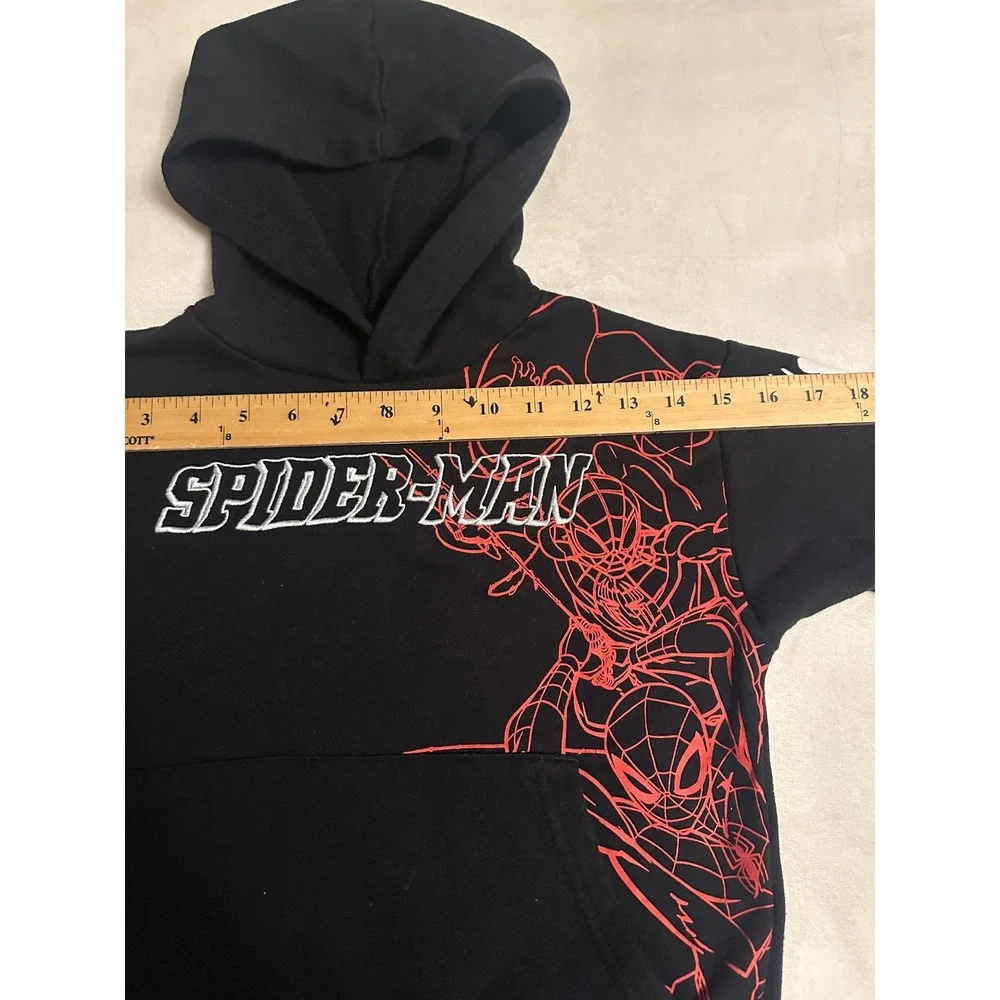Marvel Spider-Man Kids Black Graphic‎ Pullover Hoodie Sweatshirt Size 6/7